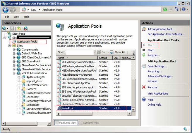 application pool stop