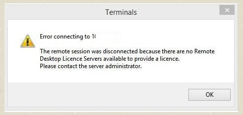 No Remote Desktop License Servers available