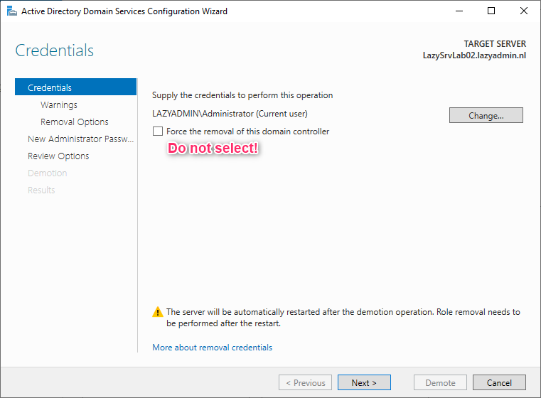 remove domain controller from active directory